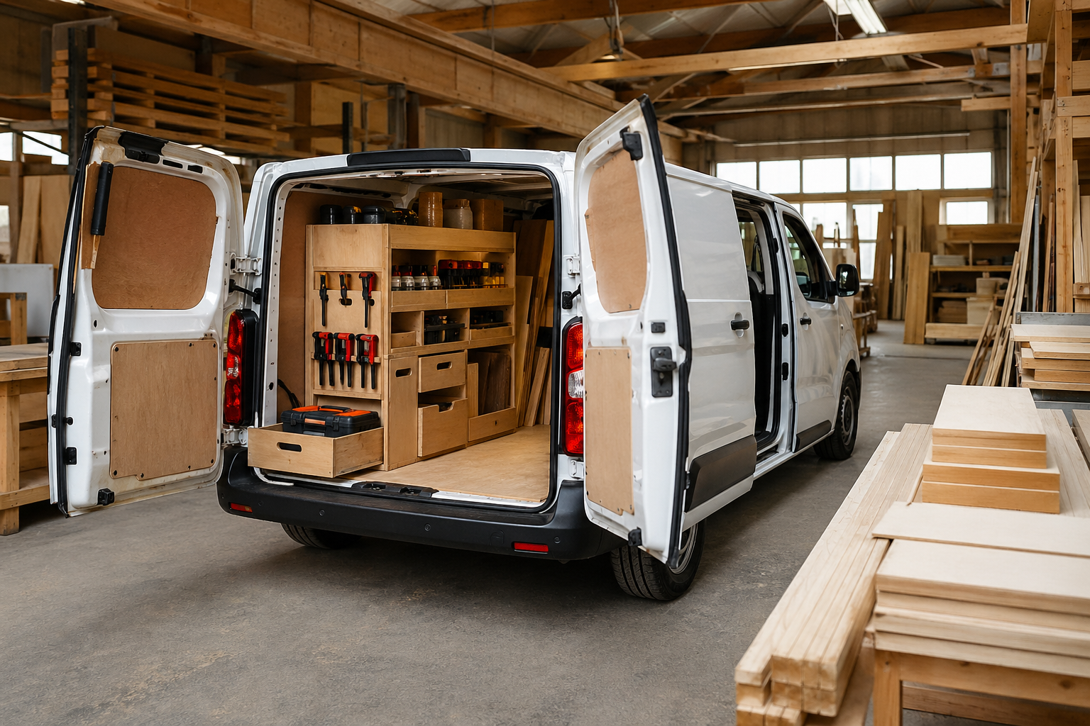 furgoneta per a negoci de fusteria transport eines i materials girona